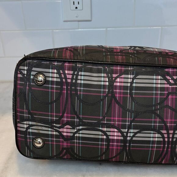 Coach Bag Purse Handbag Signature Tartan Plaid Kisslock Satchel Shoulder - Picture 9 of 16
